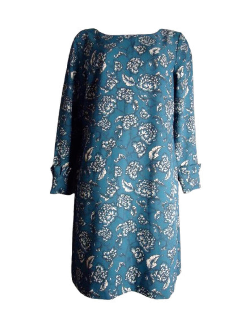Banana Republic Long sleeve Shift Dress Size 4 Turquoise Floral Print Business
